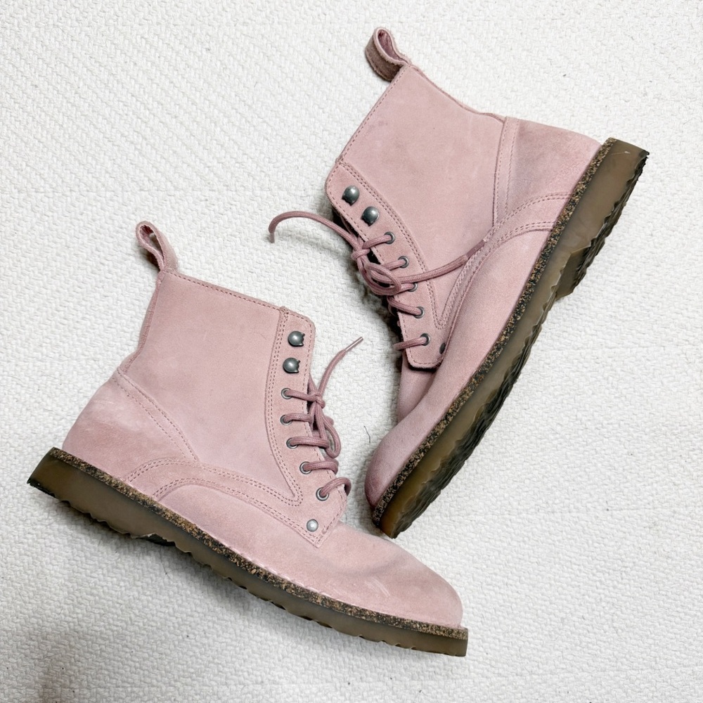 BIRKENSTOCK soft pink suede leather Bryson lace up combat boots SIZE 41